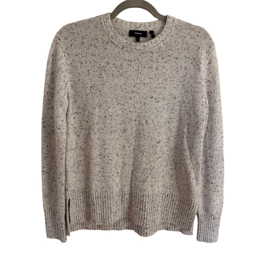 Theory Donegal Cashmere Sweater Small Gray Speckled Crewneck Pullover Minimalist